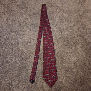 Pebble Beach Mens Silk Tie Burgundy Red Golf Novelty Print Made in USA Classic
